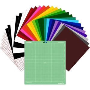 imageHTVRONT Black ampamp White Permanent Vinyl for Cutting Machine  14 Pack 12quot X 12quot Glossy Adhesive Vinyl Permanent Vinyl Sheets for Craft Projects Permanent Adhesive Vinyl Silhouette CameoMulticolored  33 Sheets