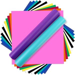 imageHTVRONT Black ampamp White Permanent Vinyl for Cutting Machine  14 Pack 12quot X 12quot Glossy Adhesive Vinyl Permanent Vinyl Sheets for Craft Projects Permanent Adhesive Vinyl Silhouette CameoMulticolored  Matte 14 Sheets