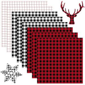 imageHTVRONT Buffalo Plaid Permanent Adhesive Vinyl6 Sheets 12quotx12quot Buffalo Plaid Vinyl ampamp 2 Sheets Transfer Tape Permanent Vinyl for Cricut Machine Pattern Vinyl for Christmas