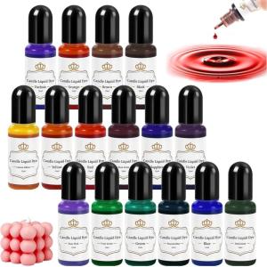 imageHTVRONT Candle Dye  16 Vivid Colors Liquid Candle Wax Dye High Concentrate Candle Dye for Soy Wax Beeswax Gel Wax Palm Wax  10ml 035 oz24multicolored