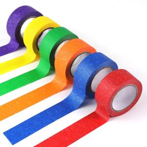 imageHTVRONT Colored Masking Tape  Colorful Masking Tape 1 Inch x 13 Yards x 6 Rolls Colored Painters Tape Craft Colored Tape for Art Supplies Labeling Coding Moving Decor PaintingMulticolor 1 inch x 6 packs