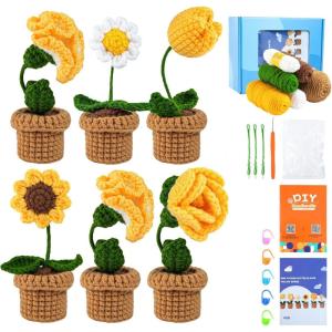 imageHTVRONT Crochet Kit for Beginners  Starter Crochet Kits with Video Tutorials Beginner Crochet Kit for Adults Kids Gift  Learn to Crochet Stuffed Animals Knitting Kit Penguin Family30 YarnSucculentB