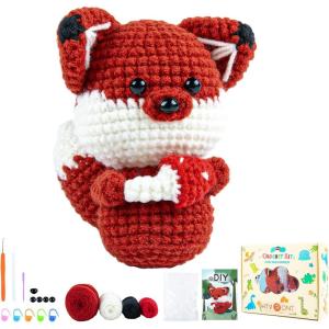imageHTVRONT Crochet Kit for Beginners  Starter Crochet Kits with Video Tutorials Beginner Crochet Kit for Adults Kids Gift  Learn to Crochet Stuffed Animals Knitting Kit Penguin Family30 YarnFox