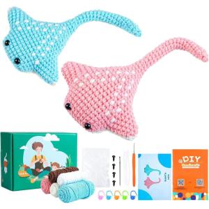 imageHTVRONT Crochet Kit for Beginners  Starter Crochet Kits with Video Tutorials Beginner Crochet Kit for Adults Kids Gift  Learn to Crochet Stuffed Animals Knitting Kit Penguin Family30 YarnRay