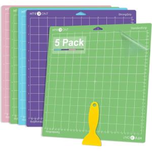 imageHTVRONT Cutting Mat 5 Pack Cutting Mat 12x12Standard Light Strong FabricGrip Compatible with Cricut Maker 3Maker 4MakerExplore 34Air 2One Variety Adhesive Sticky Cutting Mats AccessoriesVariety Grip12X125PACK