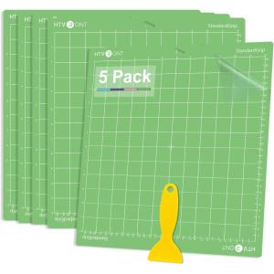 imageHTVRONT Cutting Mat 5 Pack Cutting Mat 12x12Standard Light Strong FabricGrip Compatible with Cricut Maker 3Maker 4MakerExplore 34Air 2One Variety Adhesive Sticky Cutting Mats AccessoriesStandard Grip12X125PACK