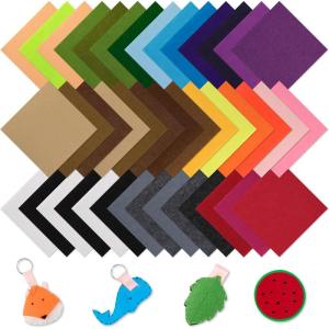 imageHTVRONT Felt Sheets for Crafts  60pcs Felt Squares A48x12 Stiff Felt Sheets Assorted Colors Craft Felt 1mm Stiff Felt Fabric for Sewing Patchwork Decoration Embroidering Book Felt Papers32 Assorted Colors