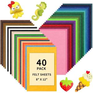 imageHTVRONT Felt Sheets for Crafts  60pcs Felt Squares A48x12 Stiff Felt Sheets Assorted Colors Craft Felt 1mm Stiff Felt Fabric for Sewing Patchwork Decoration Embroidering Book Felt PapersAssorted Colors