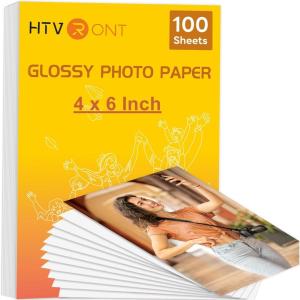 imageHTVRONT Glossy Photo Paper 4x6100 Sheets Instant Dry Picture Paper Compatible with Inkjet Printer Use Dye Ink 180gsm48lb Photo Printer Paper for Party Camping Festival Record4 x 6 inch