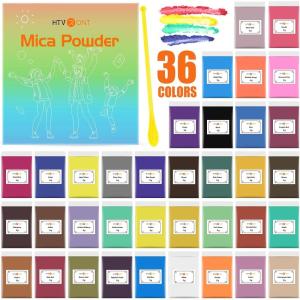 imageHTVRONT Glow in The Dark Pigment Powder 12 colors 07 oz  20 g Each Glow in The Dark Resin Pigment with UV Lamp Glow in the Dark Mica Powder for Epoxy Resin Acrylic Nails Bath Bomb etc36 Colors