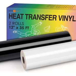 imageHTVRONT HTV Heat Transfer Vinyl Bundle 12 Pack  12quot x 5FT HTV Vinyl Rolls Easy to Cut Iron on Vinyl for All Cutting Machines Easy to Weed Heat Transfer VinylBlack  White