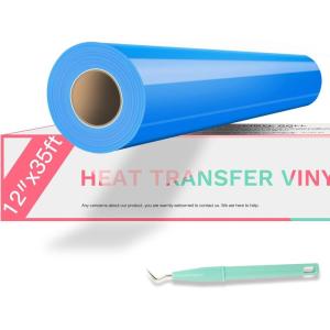 imageHTVRONT HTV Heat Transfer Vinyl Bundle 12 Pack  12quot x 5FT HTV Vinyl Rolls Easy to Cut Iron on Vinyl for All Cutting Machines Easy to Weed Heat Transfer VinylLake Blue