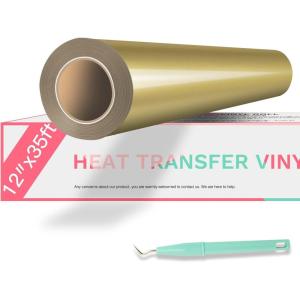 imageHTVRONT HTV Heat Transfer Vinyl Bundle 12 Pack  12quot x 5FT HTV Vinyl Rolls Easy to Cut Iron on Vinyl for All Cutting Machines Easy to Weed Heat Transfer VinylGold