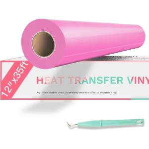 imageHTVRONT HTV Heat Transfer Vinyl Bundle 12 Pack  12quot x 5FT HTV Vinyl Rolls Easy to Cut Iron on Vinyl for All Cutting Machines Easy to Weed Heat Transfer VinylPink