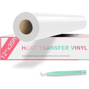 imageHTVRONT HTV Heat Transfer Vinyl Bundle 12 Pack  12quot x 5FT HTV Vinyl Rolls Easy to Cut Iron on Vinyl for All Cutting Machines Easy to Weed Heat Transfer VinylWhite