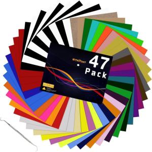 imageHTVRONT HTV Heat Transfer Vinyl Bundle 47 Pack 12quot x 10quot Iron on Vinyl for TShirt 33 Assorted Colors with HTV Accessories Tweezers Silhouette Cameo or Heat Press MachineMulticolored