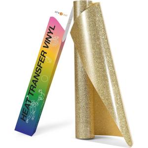 imageHTVRONT HTV Roll Heat Transfer Vinyl  12quot x 8ft White HTV Vinyl for Shirts Iron on Vinyl for All Cutting Machine  Easy to Cut ampamp Weed for Heat Transfer Design WhiteBLight Gold Glitter