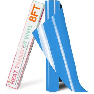 imageHTVRONT HTV Roll Heat Transfer Vinyl  12quot x 8ft White HTV Vinyl for Shirts Iron on Vinyl for All Cutting Machine  Easy to Cut ampamp Weed for Heat Transfer Design WhiteALake Blue