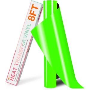 imageHTVRONT HTV Roll Heat Transfer Vinyl  12quot x 8ft White HTV Vinyl for Shirts Iron on Vinyl for All Cutting Machine  Easy to Cut ampamp Weed for Heat Transfer Design WhiteANeon Green