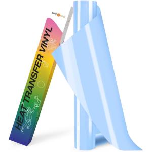 imageHTVRONT HTV Roll Heat Transfer Vinyl  12quot x 8ft White HTV Vinyl for Shirts Iron on Vinyl for All Cutting Machine  Easy to Cut ampamp Weed for Heat Transfer Design WhiteAMisty Blue