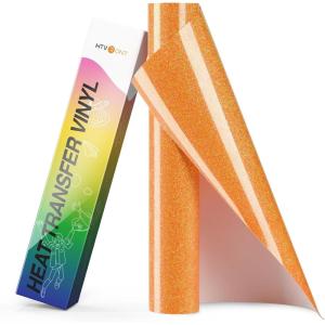 imageHTVRONT HTV Roll Heat Transfer Vinyl  12quot x 8ft White HTV Vinyl for Shirts Iron on Vinyl for All Cutting Machine  Easy to Cut ampamp Weed for Heat Transfer Design WhiteBNeon Orange Glitter
