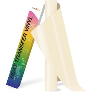 imageHTVRONT HTV Roll Heat Transfer Vinyl  12quot x 8ft White HTV Vinyl for Shirts Iron on Vinyl for All Cutting Machine  Easy to Cut ampamp Weed for Heat Transfer Design WhiteACream