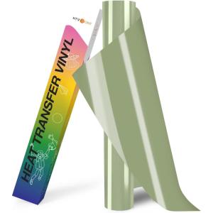 imageHTVRONT HTV Roll Heat Transfer Vinyl  12quot x 8ft White HTV Vinyl for Shirts Iron on Vinyl for All Cutting Machine  Easy to Cut ampamp Weed for Heat Transfer Design WhiteKhaki Green
