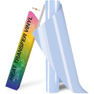 imageHTVRONT HTV Roll Heat Transfer Vinyl  12quot x 8ft White HTV Vinyl for Shirts Iron on Vinyl for All Cutting Machine  Easy to Cut ampamp Weed for Heat Transfer Design WhiteAPale Blue