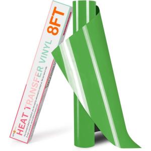 imageHTVRONT HTV Roll Heat Transfer Vinyl  12quot x 8ft White HTV Vinyl for Shirts Iron on Vinyl for All Cutting Machine  Easy to Cut ampamp Weed for Heat Transfer Design WhiteAFruit Green