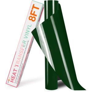 imageHTVRONT HTV Roll Heat Transfer Vinyl  12quot x 8ft White HTV Vinyl for Shirts Iron on Vinyl for All Cutting Machine  Easy to Cut ampamp Weed for Heat Transfer Design WhiteADark Green