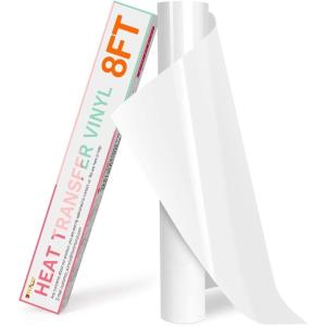 imageHTVRONT HTV Roll Heat Transfer Vinyl  12quot x 8ft White HTV Vinyl for Shirts Iron on Vinyl for All Cutting Machine  Easy to Cut ampamp Weed for Heat Transfer Design WhiteAWhite