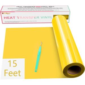 imageHTVRONT HTV Vinyl Rolls  12quot x 15ft Black ampamp White Heat Transfer Vinyl for Shirts IronOn Vinyl for All Cutting Machines  Easy to Cut ampamp Weed for Heat DesignYellow