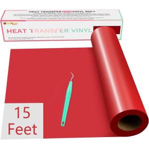 imageHTVRONT HTV Vinyl Rolls  12quot x 15ft Black ampamp White Heat Transfer Vinyl for Shirts IronOn Vinyl for All Cutting Machines  Easy to Cut ampamp Weed for Heat DesignRed