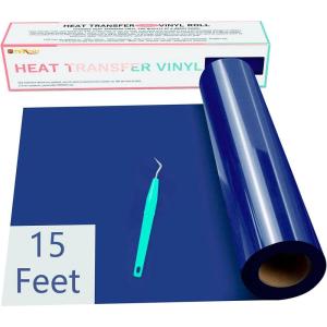 imageHTVRONT HTV Vinyl Rolls  12quot x 15ft Black ampamp White Heat Transfer Vinyl for Shirts IronOn Vinyl for All Cutting Machines  Easy to Cut ampamp Weed for Heat DesignRoyal Blue