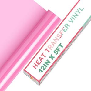 imageHTVRONT HTV Vinyl Rolls Heat Transfer Vinyl  12quot x 5ft Aqua Blue HTV Vinyl for Shirts Iron on Vinyl for All Cutter Machine  Easy to Cut ampamp Weed for Heat Vinyl Design Aqua BluePink