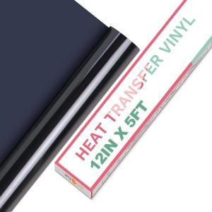 imageHTVRONT HTV Vinyl Rolls Heat Transfer Vinyl  12quot x 5ft Aqua Blue HTV Vinyl for Shirts Iron on Vinyl for All Cutter Machine  Easy to Cut ampamp Weed for Heat Vinyl Design Aqua BlueBlack