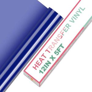 imageHTVRONT HTV Vinyl Rolls Heat Transfer Vinyl  12quot x 5ft Aqua Blue HTV Vinyl for Shirts Iron on Vinyl for All Cutter Machine  Easy to Cut ampamp Weed for Heat Vinyl Design Aqua BlueNavy Blue