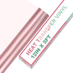 imageHTVRONT HTV Vinyl Rolls Heat Transfer Vinyl  12quot x 5ft Aqua Blue HTV Vinyl for Shirts Iron on Vinyl for All Cutter Machine  Easy to Cut ampamp Weed for Heat Vinyl Design Aqua BlueRose Gold