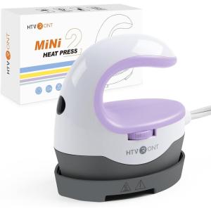 imageHTVRONT Heat Press Mini Heat Press Machine Small Heat Press Portable Iron Press Machine for T Shirts Hats Heating Transfer Projects MintLavender Purple