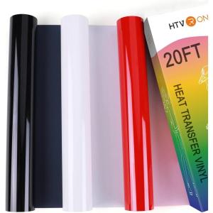 imageHTVRONT Heat Transfer Vinyl Black ampamp White HTV Vinyl Rolls 12 x 20ft HTV Vinyl for Shirts Black Iron on Vinyl for All Cutting Machines  Easy to Cut ampamp Weed for Heat Transfer Design BlackampampWhiteCBlack  White  Red
