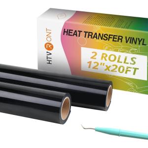 imageHTVRONT Heat Transfer Vinyl Black ampamp White HTV Vinyl Rolls 12 x 20ft HTV Vinyl for Shirts Black Iron on Vinyl for All Cutting Machines  Easy to Cut ampamp Weed for Heat Transfer Design BlackampampWhiteCBlack  Black