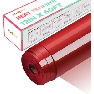 imageHTVRONT Heat Transfer Vinyl Red Iron on Vinyl12 x 60FT Red HTV Vinyl Roll Easy to Cut ampamp Weed for Heat Vinyl DesignRed