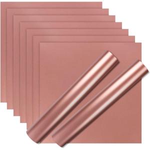 imageHTVRONT Holographic Vinyl  12 Sheets 12 quotx12 Holographic Permanent Vinyl for All Cutting Machine  Easy to Weed ampamp Transfer Iridescent Craft Adhesive Vinyl SheetsRose Gold Metallic Vinyl