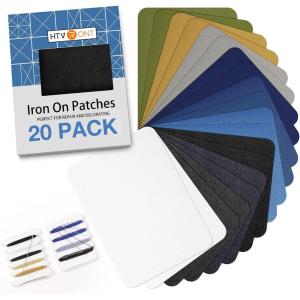 imageHTVRONT Iron on Patches for Clothes 20PCS Iron on Patches for Jeans 3quot by 414quot 4 Shades of Cotton Denim Clothing Repair and Decoration Kit for DIY Repair Crafting EmbellishmentClassic Colors