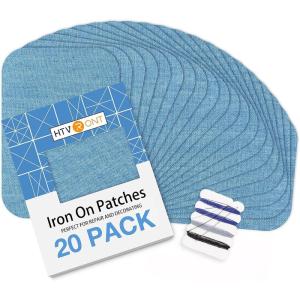 imageHTVRONT Iron on Patches for Clothes 20PCS Iron on Patches for Jeans 3quot by 414quot 4 Shades of Cotton Denim Clothing Repair and Decoration Kit for DIY Repair Crafting EmbellishmentLight Blue