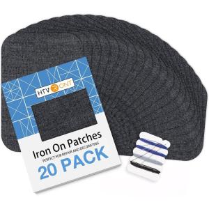 imageHTVRONT Iron on Patches for Clothes 20PCS Iron on Patches for Jeans 3quot by 414quot 4 Shades of Cotton Denim Clothing Repair and Decoration Kit for DIY Repair Crafting EmbellishmentBlackA