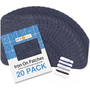 imageHTVRONT Iron on Patches for Clothes 20PCS Iron on Patches for Jeans 3quot by 414quot 4 Shades of Cotton Denim Clothing Repair and Decoration Kit for DIY Repair Crafting EmbellishmentDark Blue