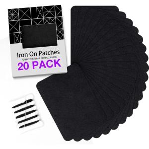 imageHTVRONT Iron on Patches for Clothes 20PCS Iron on Patches for Jeans 3quot by 414quot 4 Shades of Cotton Denim Clothing Repair and Decoration Kit for DIY Repair Crafting EmbellishmentBlack