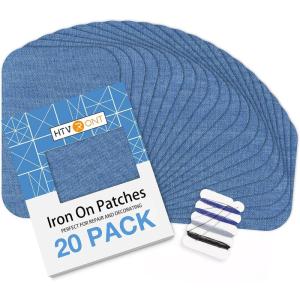 imageHTVRONT Iron on Patches for Clothes 20PCS Iron on Patches for Jeans 3quot by 414quot 4 Shades of Cotton Denim Clothing Repair and Decoration Kit for DIY Repair Crafting EmbellishmentBlue