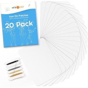 imageHTVRONT Iron on Patches for Clothes 20PCS Iron on Patches for Jeans 3quot by 414quot 4 Shades of Cotton Denim Clothing Repair and Decoration Kit for DIY Repair Crafting EmbellishmentWhite